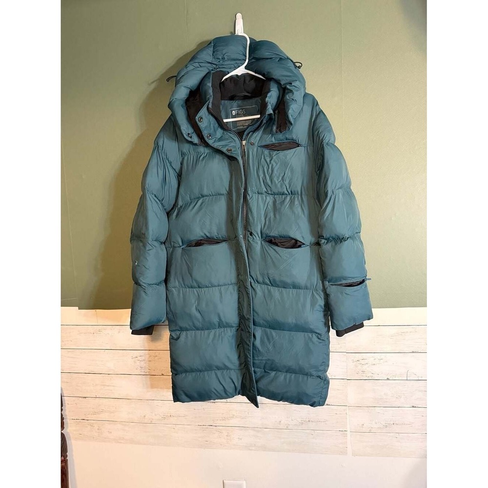 FIGS Technical Performance Puffer Coat Teal Blue W22OW1010 Womens Small